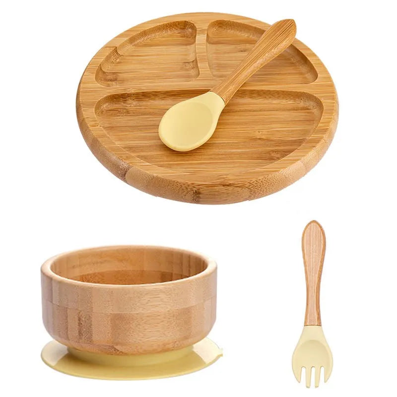 4-Piece Baby Bamboo Suction Plate Set