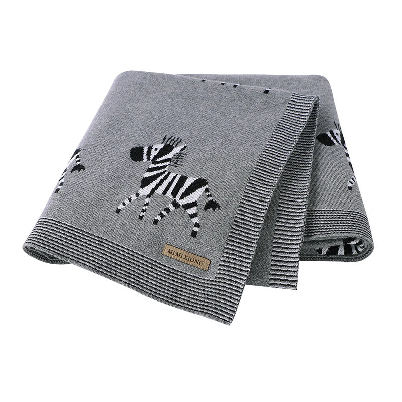 Soft Knitted Baby Blanket 100x80cm – Cute Cartoon Newborn Swaddle, Toddler Bedding & Stroller Wrap