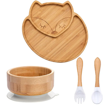 4-Piece Baby Bamboo Suction Plate Set