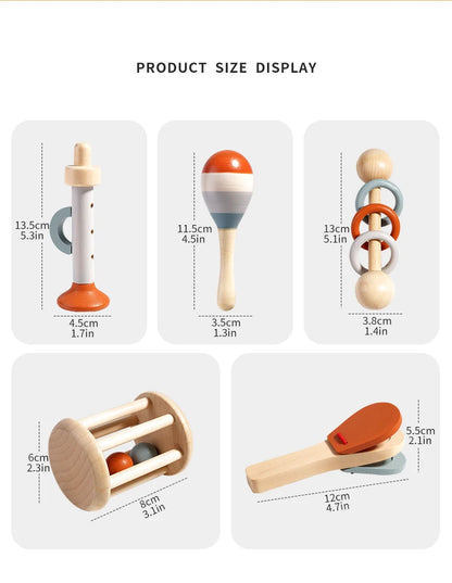 Soothing Wooden Baby Bell Toy,Ringing Instrument, Early Childhood Education