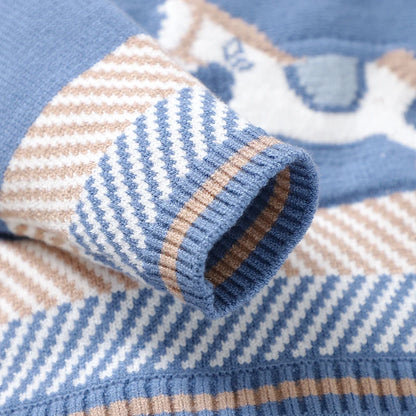 Baby Blue Knitted Romper – Long Sleeve One-Piece (0–24M)