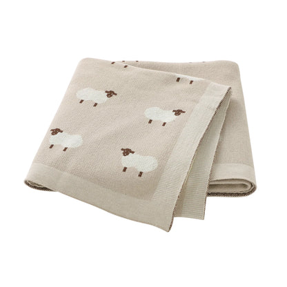 Soft Knitted Baby Blanket 100x80cm – Cute Cartoon Newborn Swaddle, Toddler Bedding & Stroller Wrap