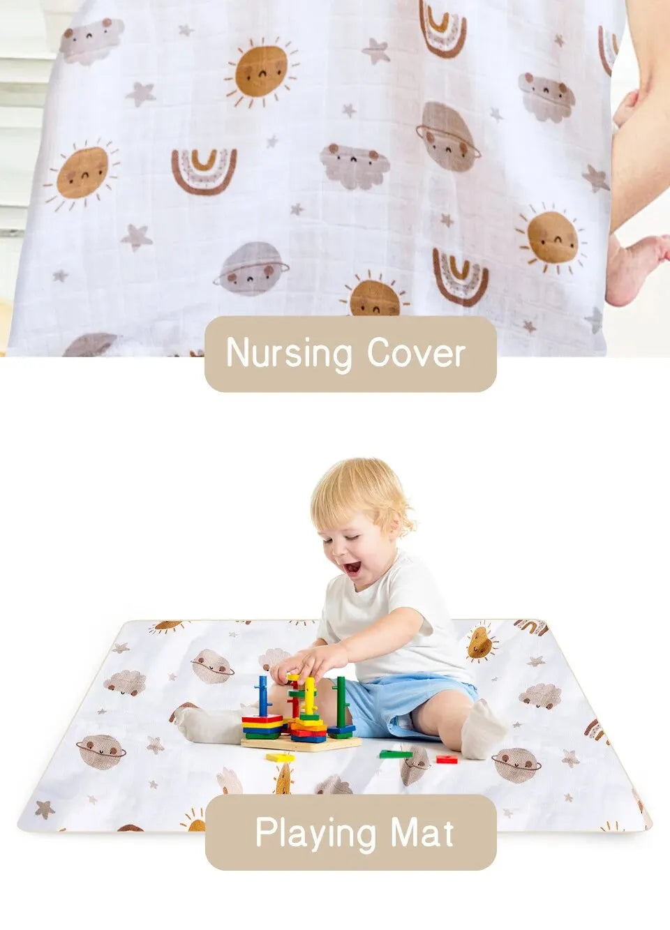 Baby Muslin Swaddle Blanket – Bamboo Cotton 120×110cm