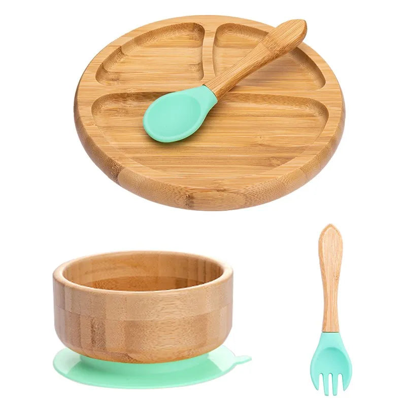 4-Piece Baby Bamboo Suction Plate Set