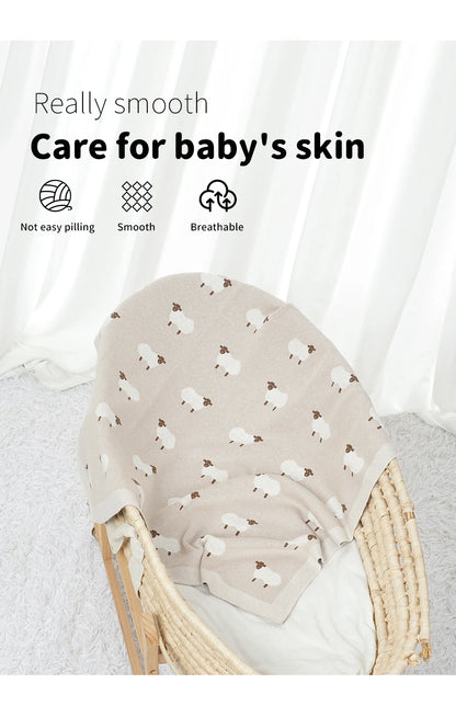 Knitted Baby Cotton Blanket – Newborn Swaddle & Stroller Wrap 90x70cm