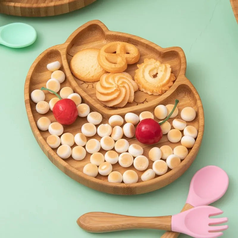4-Piece Baby Bamboo Suction Plate Set
