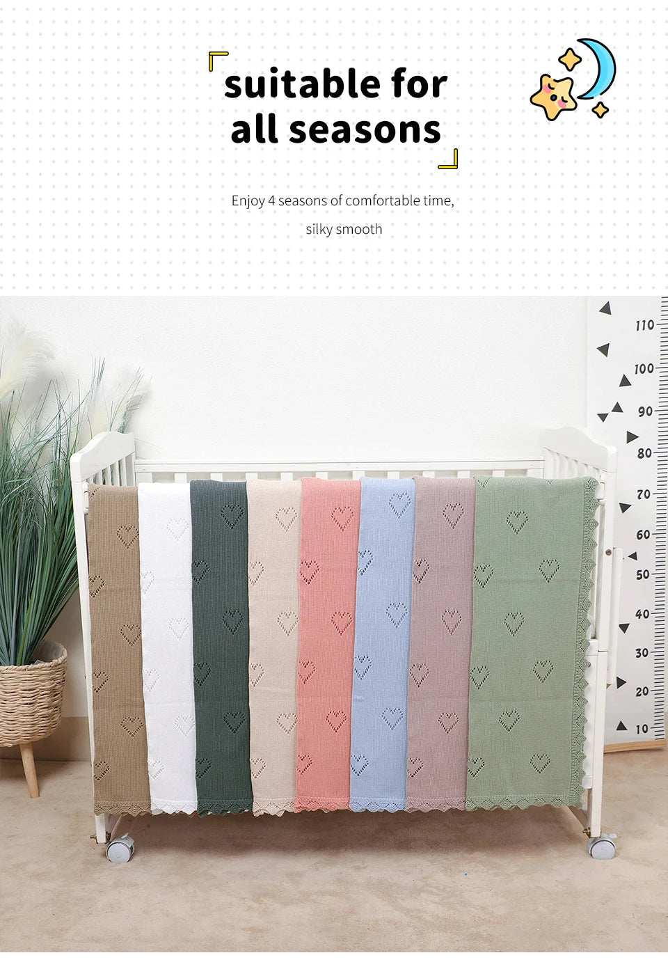 Knitted Baby Blanket 90x70cm – Ultra-Soft Cotton Swaddle Wrap