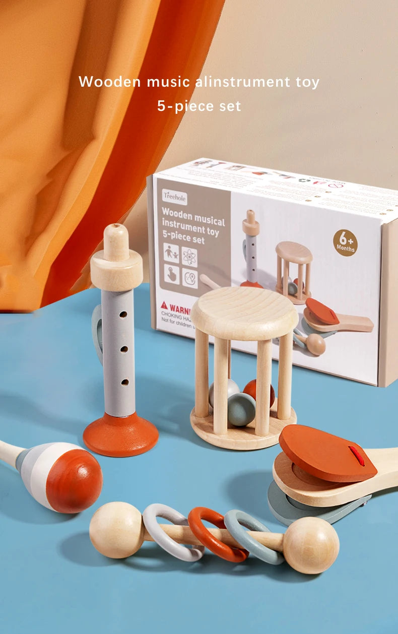 Soothing Wooden Baby Bell Toy,Ringing Instrument, Early Childhood Education