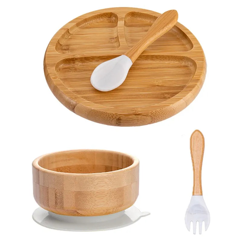 4-Piece Baby Bamboo Suction Plate Set