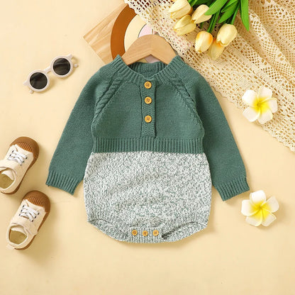 Newborn & Infant Jumpsuit – Knitted Long Sleeve Onesie