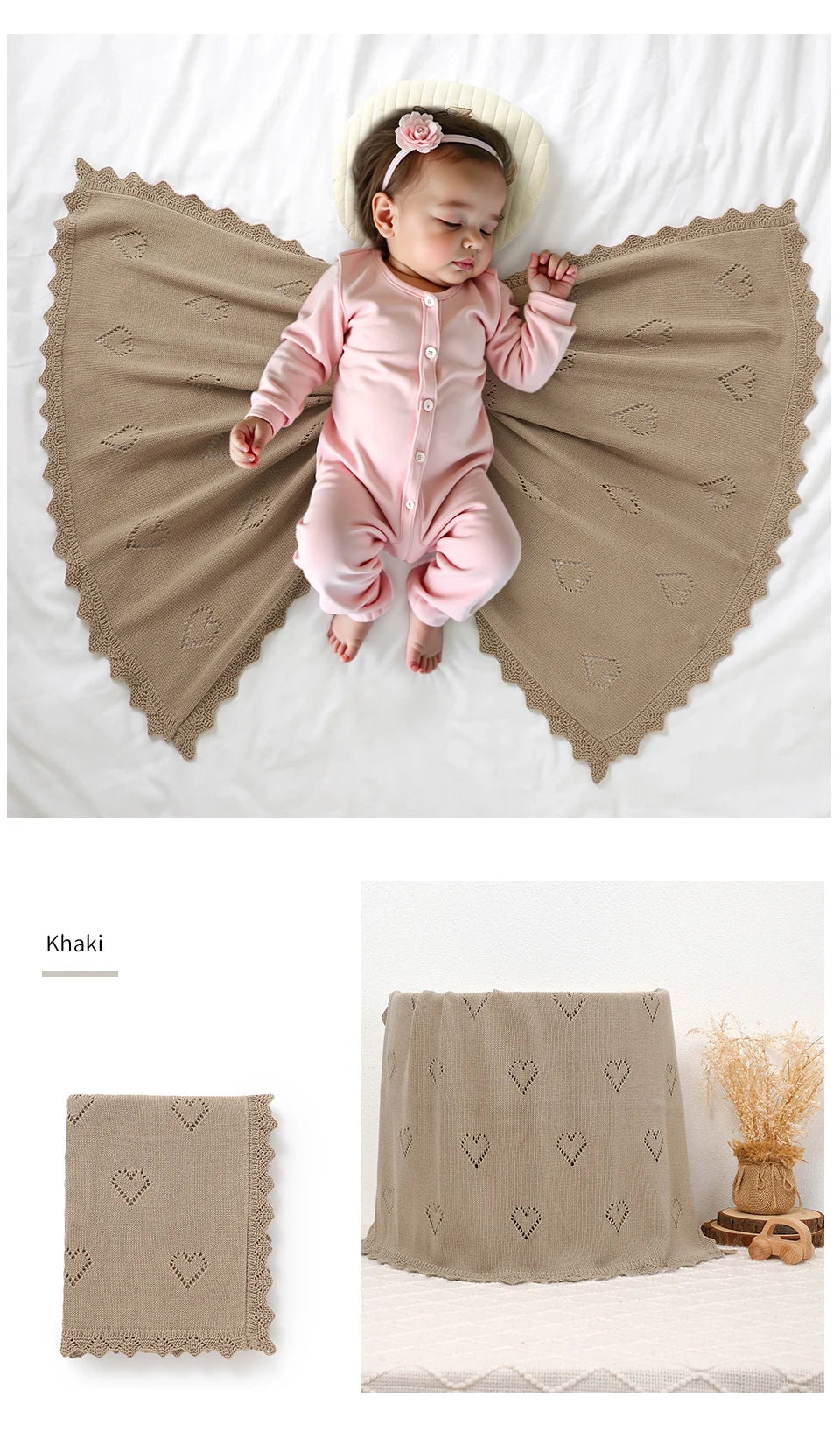 Knitted Baby Blanket 90x70cm – Ultra-Soft Cotton Swaddle Wrap