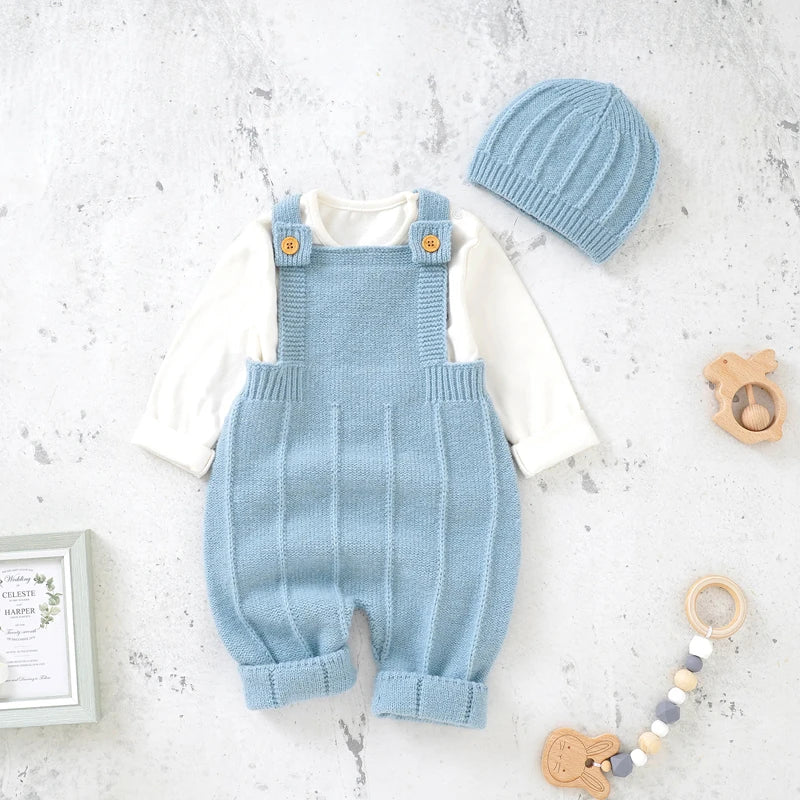 Baby Sleeveless Knitted Romper & Hat Set – Unisex Outfit - Lumuana