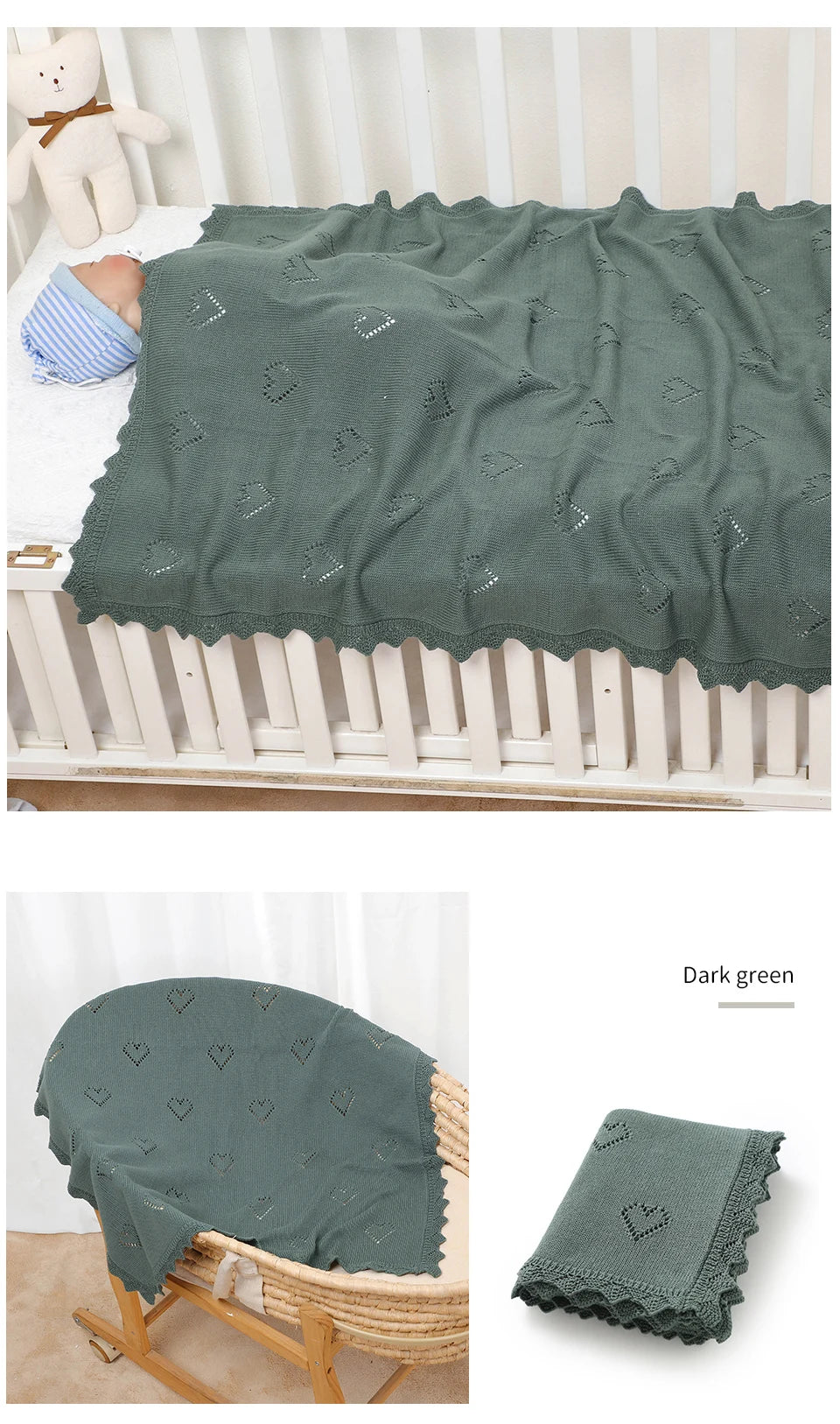 Knitted Baby Blanket 90x70cm – Ultra-Soft Cotton Swaddle Wrap