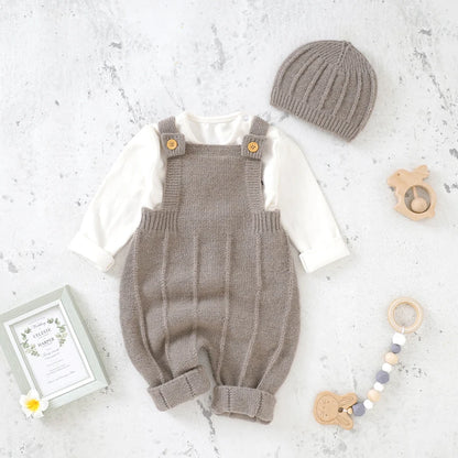 Baby Sleeveless Knitted Romper & Hat Set – Unisex Outfit - Lumuana