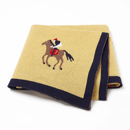 Soft Knitted Baby Blanket 100x80cm – Cute Cartoon Newborn Swaddle, Toddler Bedding & Stroller Wrap