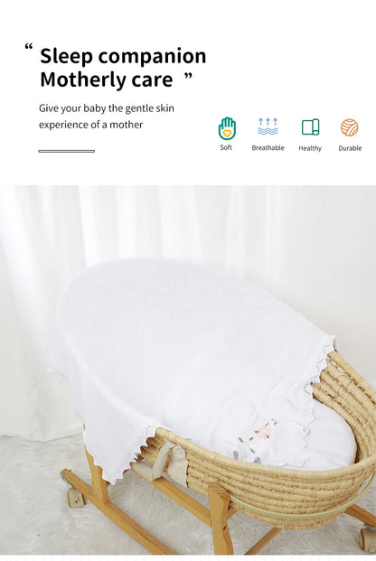 Floral Embroidered Baby Cotton Blanket – Knitted Newborn Cover