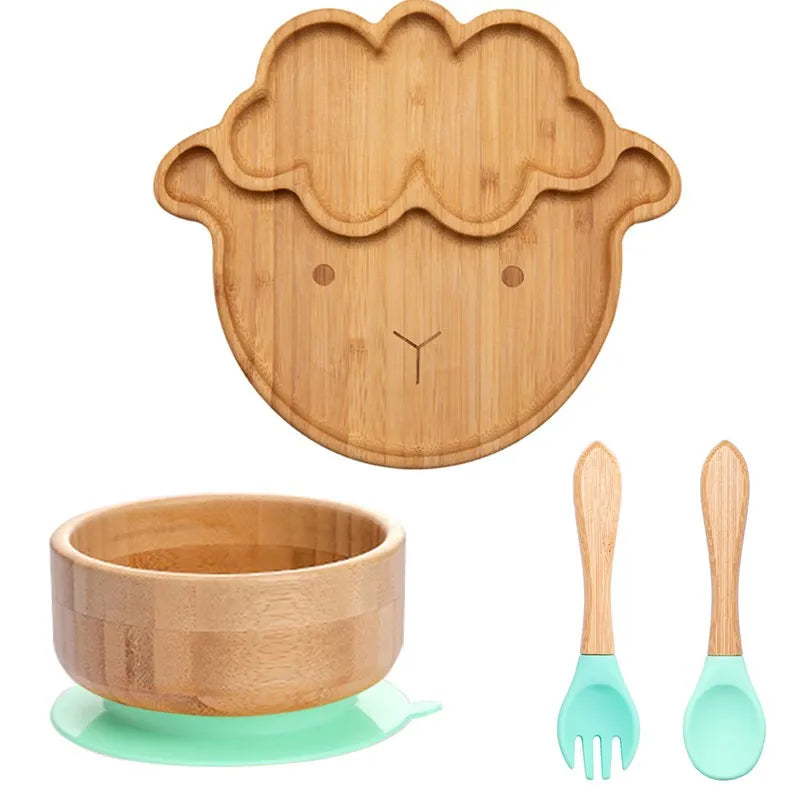 4-Piece Baby Bamboo Suction Plate Set