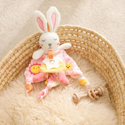 Baby Rattle & Teether Set – Soft Cotton Animal Toy with Crochet Sensory Doll