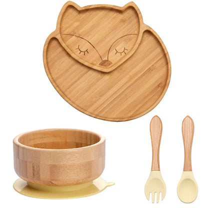 4-Piece Baby Bamboo Suction Plate Set