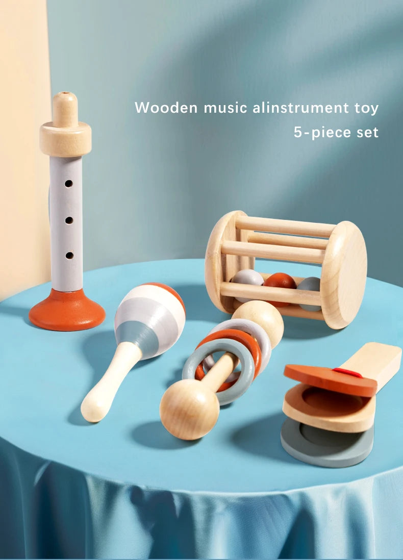 Soothing Wooden Baby Bell Toy,Ringing Instrument, Early Childhood Education