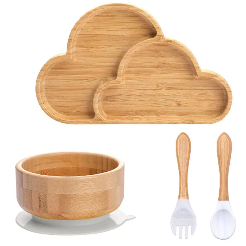 4-Piece Baby Bamboo Suction Plate Set