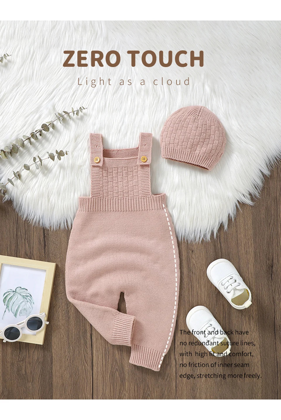 Baby Romper & Hat Set (0–18M) – Solid Color Knitted Outfit - Lumuana