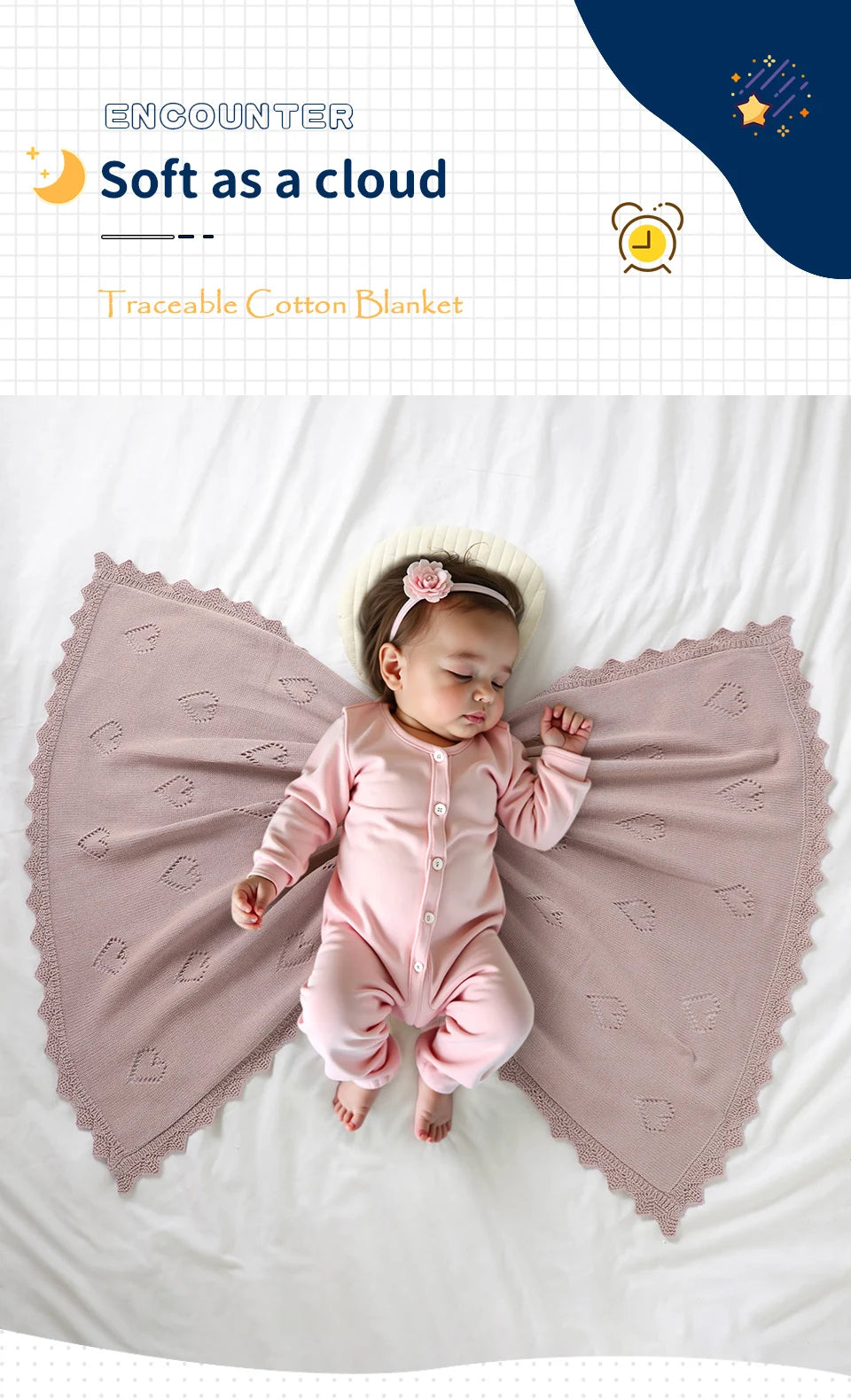 Knitted Baby Blanket 90x70cm – Ultra-Soft Cotton Swaddle Wrap