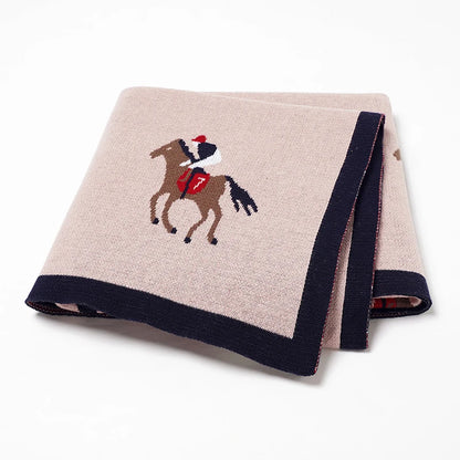 Soft Knitted Baby Blanket 100x80cm – Cute Cartoon Newborn Swaddle, Toddler Bedding & Stroller Wrap