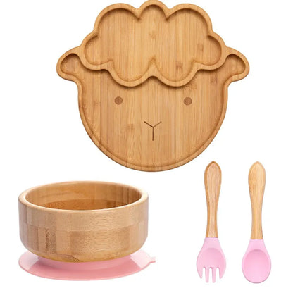 4-Piece Baby Bamboo Suction Plate Set