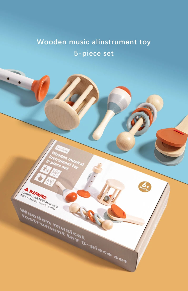 Soothing Wooden Baby Bell Toy,Ringing Instrument, Early Childhood Education
