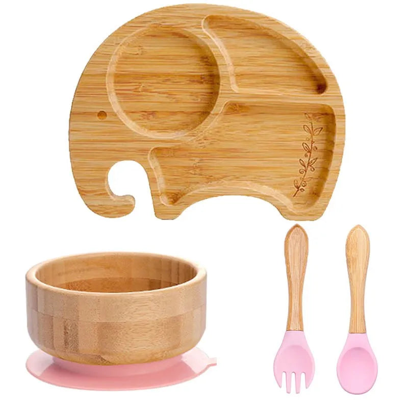 4-Piece Baby Bamboo Suction Plate Set
