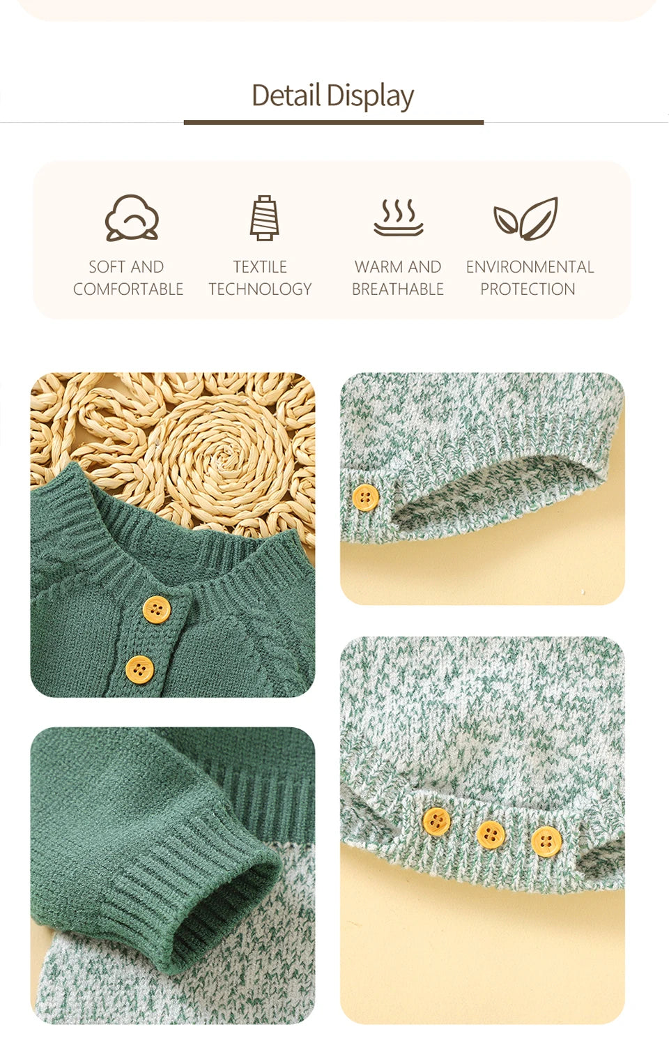 Newborn & Infant Jumpsuit – Knitted Long Sleeve Onesie