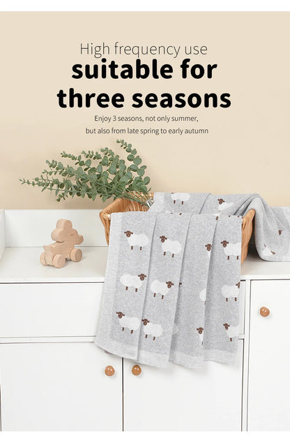 Knitted Baby Cotton Blanket – Newborn Swaddle & Stroller Wrap 90x70cm