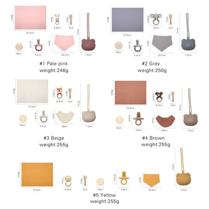 7PCS Baby Gift Set – Cotton Blanket, Towel, Bibs & Toys