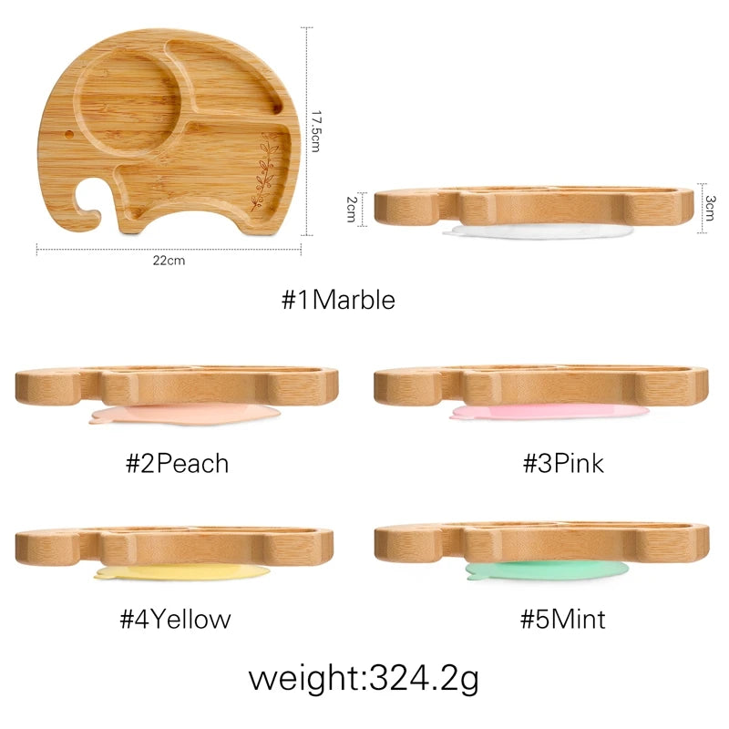 4-Piece Baby Bamboo Suction Plate Set