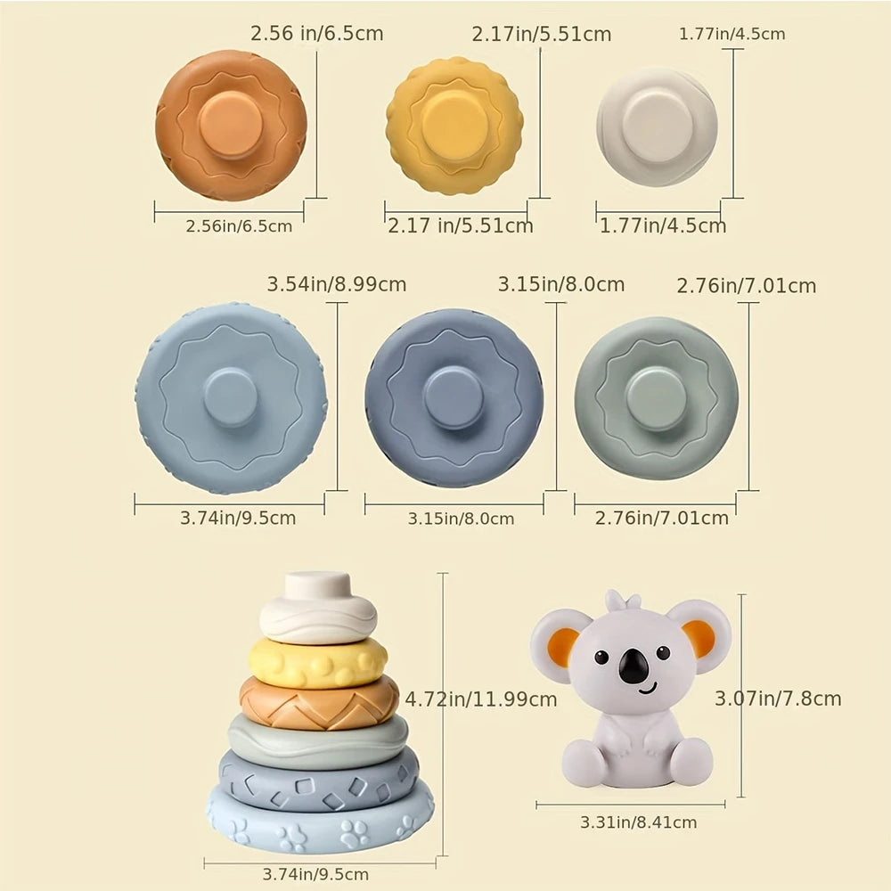 Baby Montessori Sensory Set – Koala Stacking Tower & Fine Motor Skills Toy - Lumuana