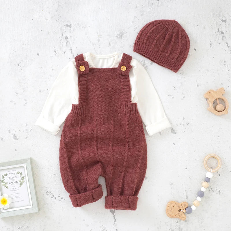 Baby Sleeveless Knitted Romper & Hat Set – Unisex Outfit - Lumuana